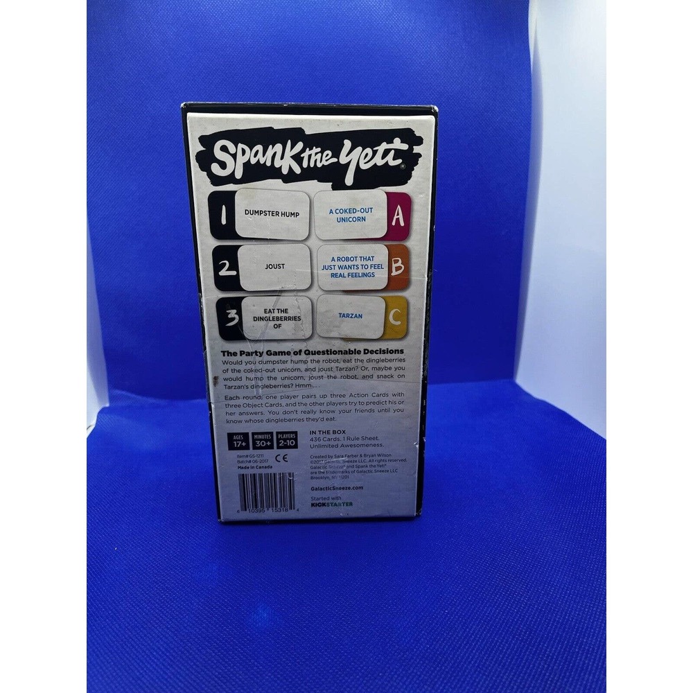 Galactic Sneeze Spank The Yeti: The Party Game Of Questionable Decisions (Adult